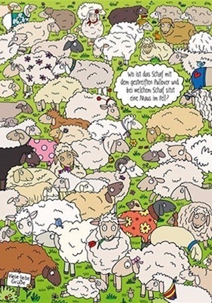 Wo ist das Schaf mit dem gestreiften Pullover?