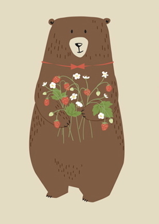Bear with strawberries