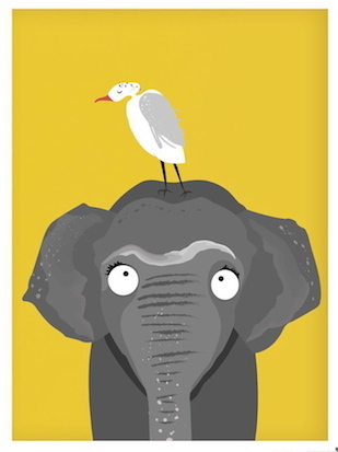 Elefant und Vogel